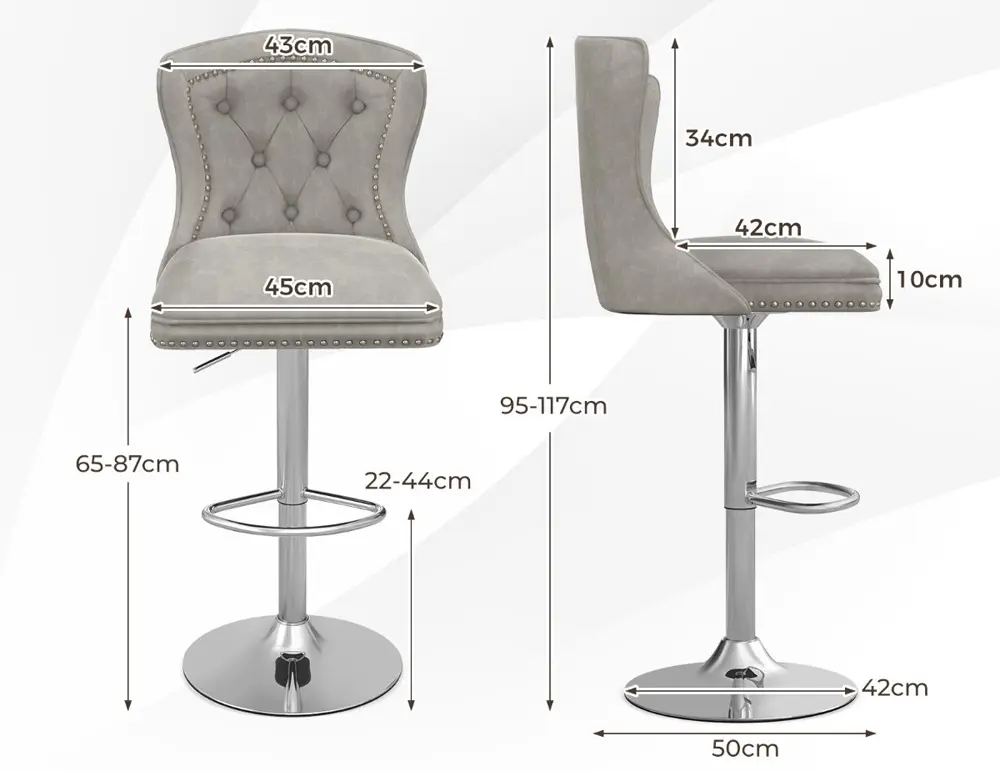 Набор барных стульев Costway JV11441GR-2 (Grey)