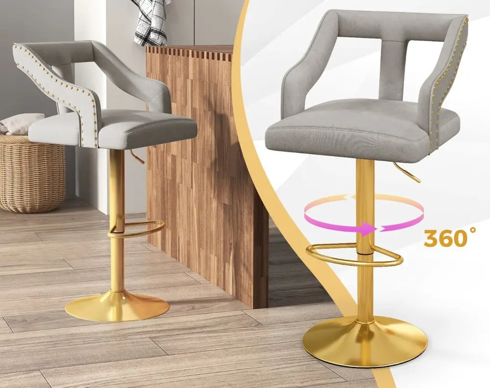 Set scaune de bar Costway JV11443GR-2 (Grey)