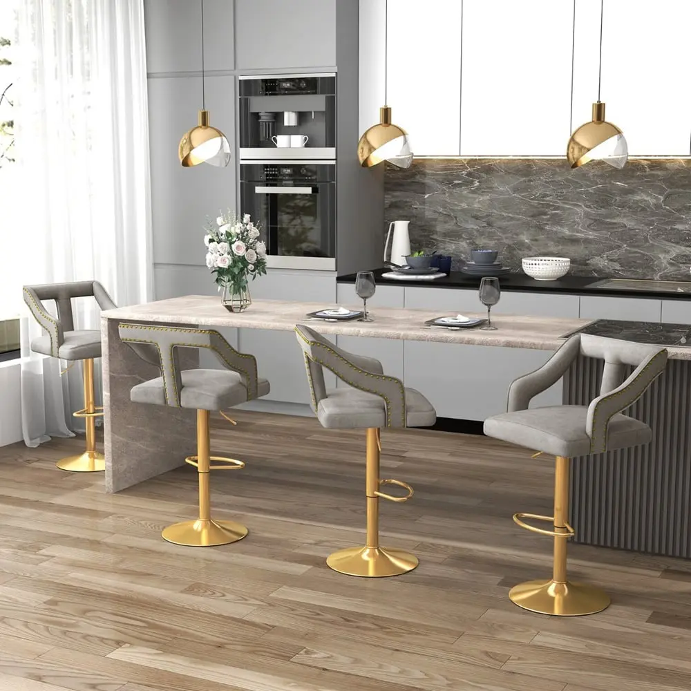 Set scaune de bar Costway JV11443GR-2 (Grey)