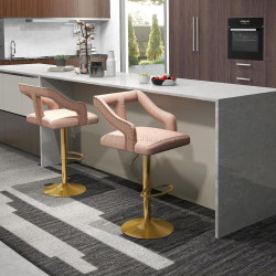 Set scaune de bar Costway JV11443PI-2 (Pink/Gold)