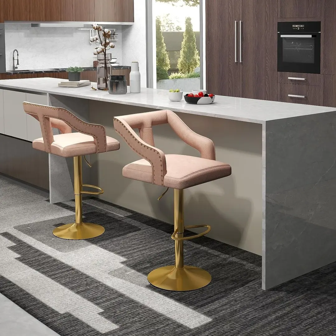 Набор барных стульев Costway JV11443PI-2 (Pink/Gold)