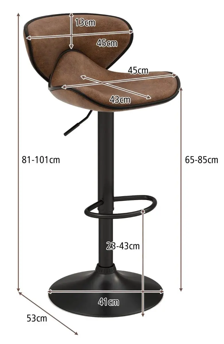 Set scaune de bar Costway JV11507DK-2 (Brown/Black)