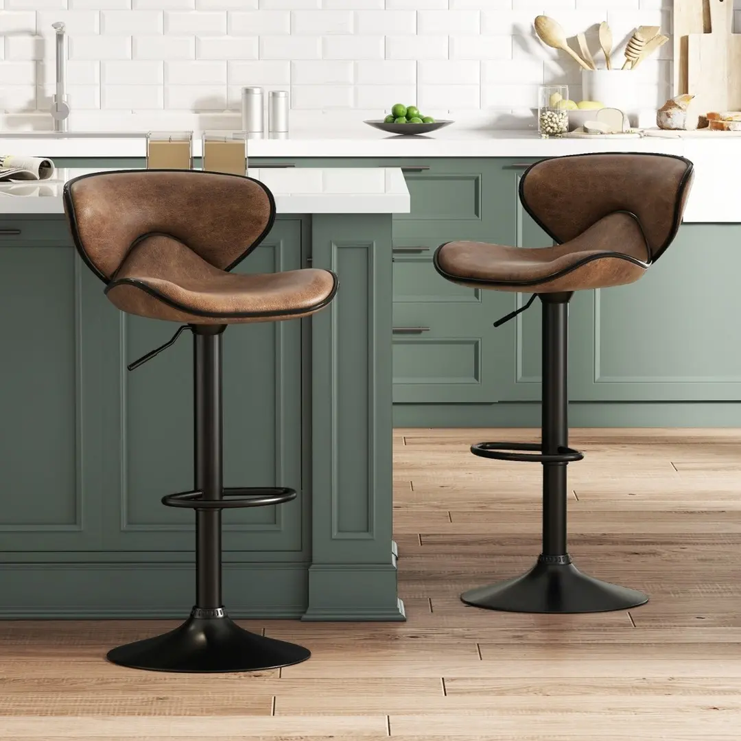 Set scaune de bar Costway JV11507DK-2 (Brown/Black)