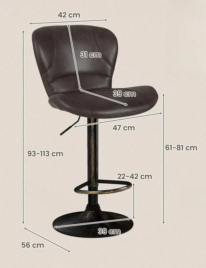 Набор барных стульев Costway JV11510CF-2 (Brown)
