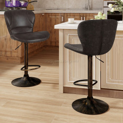 Set scaune de bar Costway JV11510CF-2 (Brown)