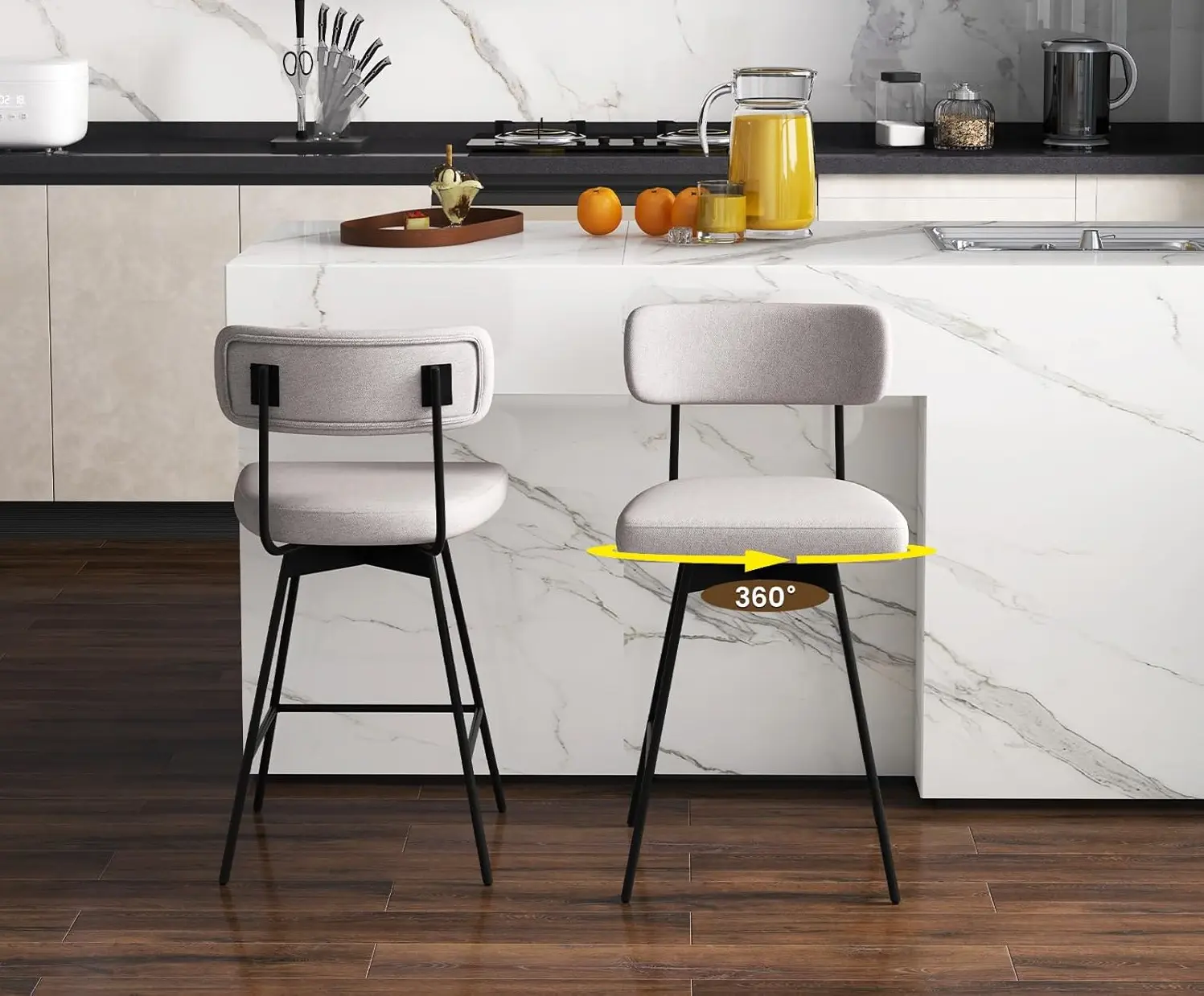 Set scaune de bar Costway JV11622BE-2 (Beige)