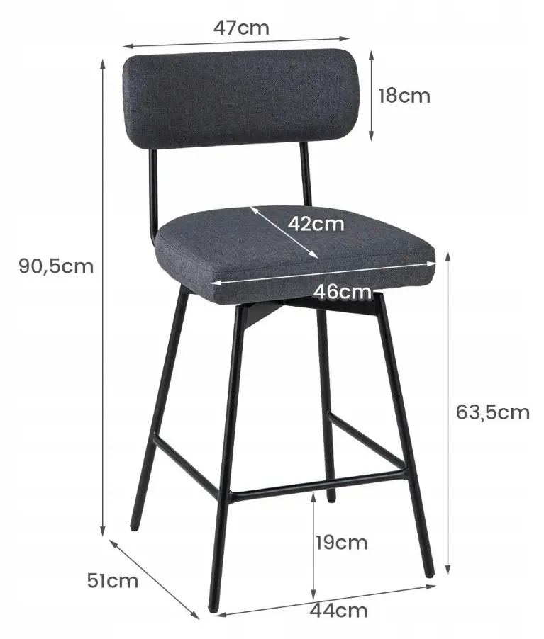 Набор барных стульев Costway JV11622GR-2 (Grey)