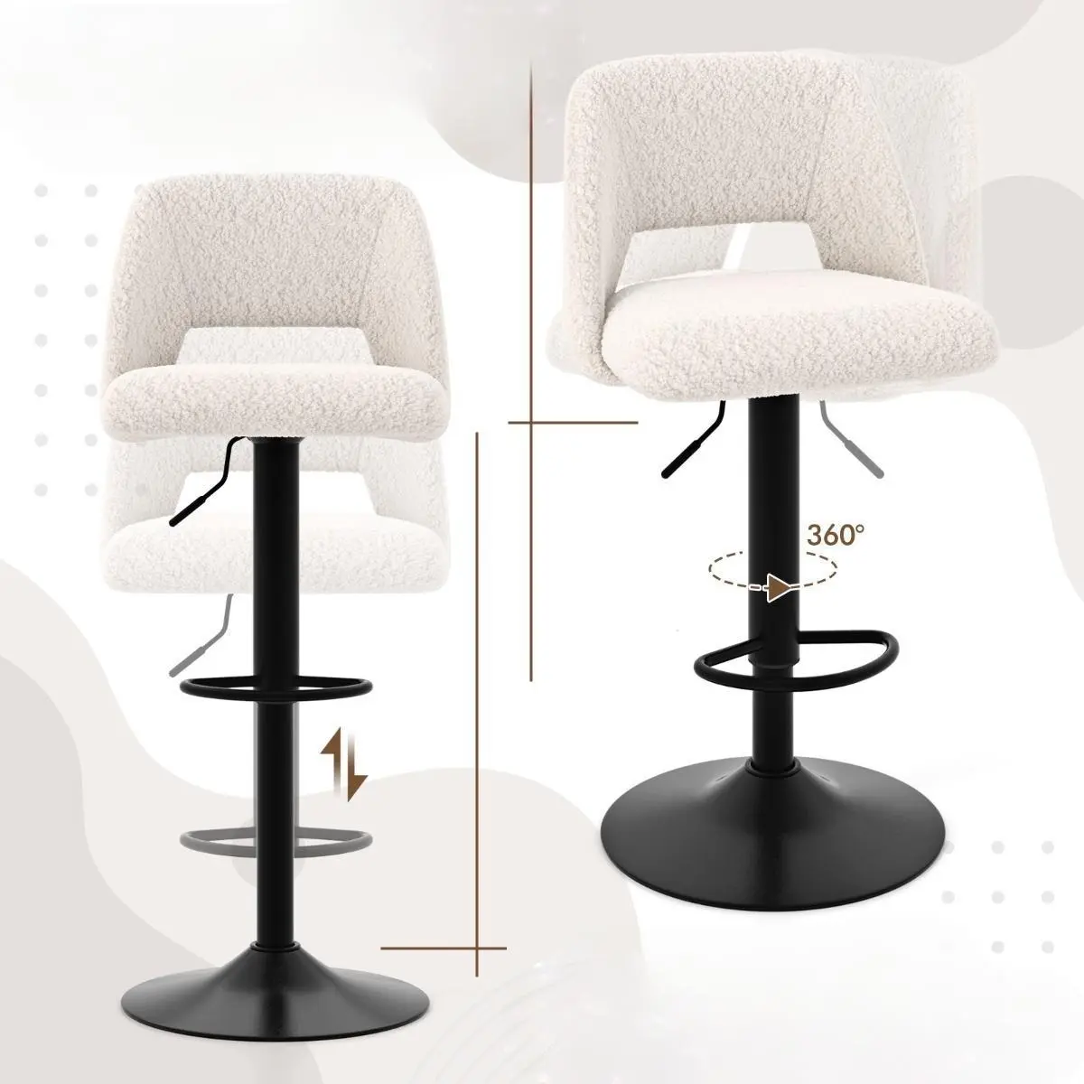 Set scaune de bar Costway JV11952WH-2 (White)