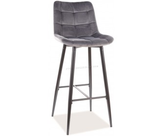 Scaun de bar Signal Chic H-1 Velvet (Black/Gray)