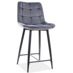 Scaun de bar Signal Chic H-2 Velvet (Black/Gray) Thumb