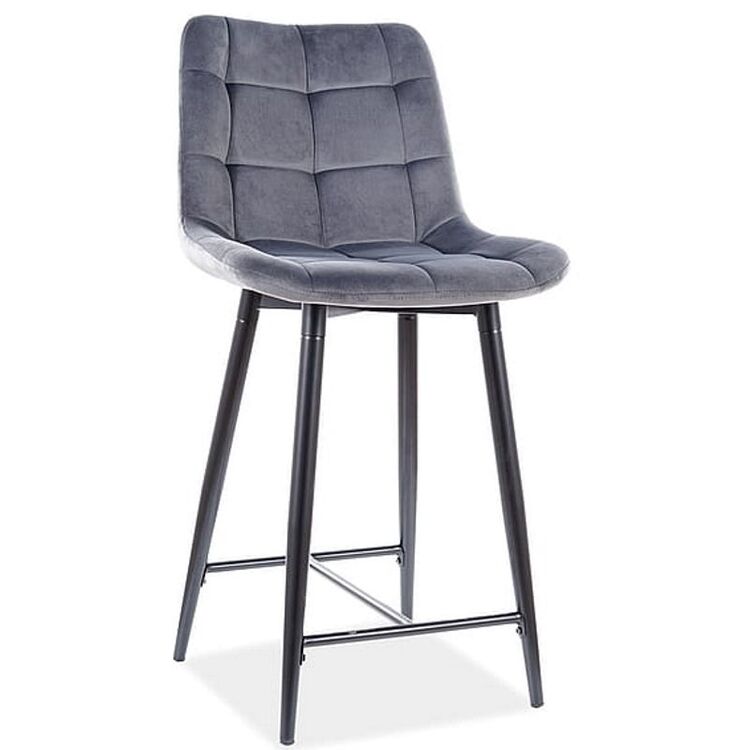 Scaun de bar Signal Chic H-2 Velvet (Black/Gray)