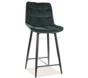 Scaun de bar Signal Chic H-2 Velvet (Black/Green)