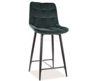 Scaun de bar Signal Chic H-2 Velvet (Black/Green)