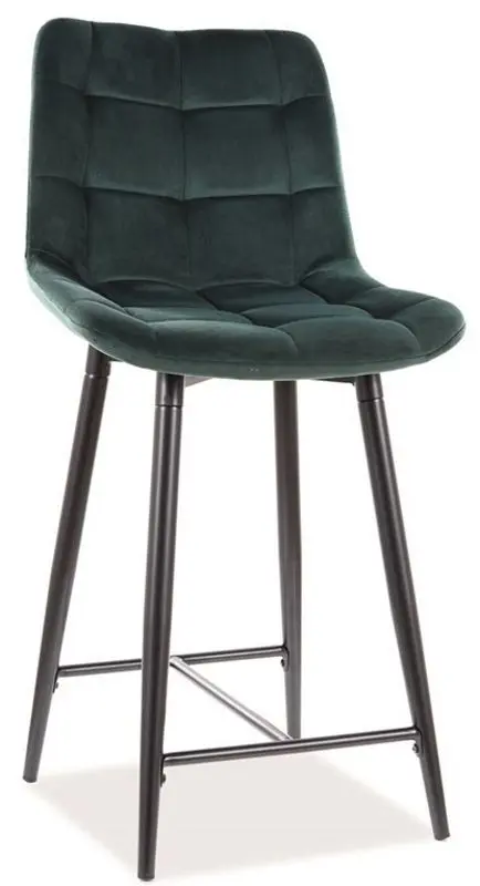 Scaun de bar Signal Chic H-2 Velvet (Black/Green)