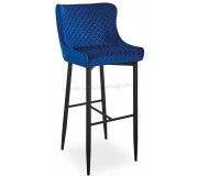 Scaun de bar Signal Colin B H-1 Velvet (Black/Navy Blue)