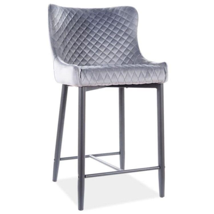Scaun de bar Signal Colin B H-2 Velvet (Black/Gray)