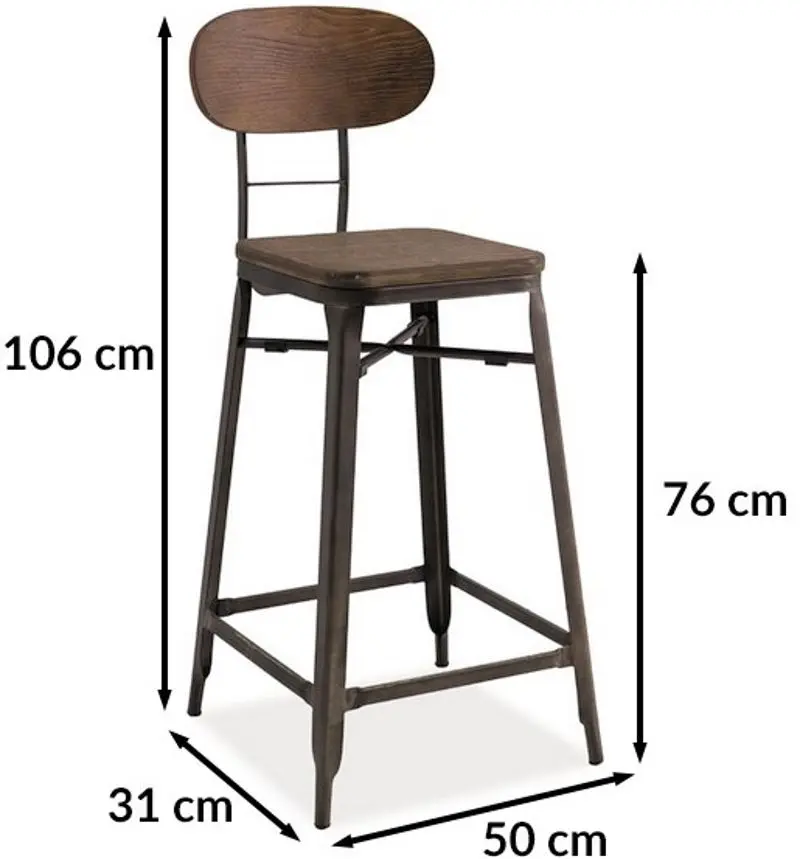 Scaun de bar Signal Lope (Dark Walnut/Graphite) - 2