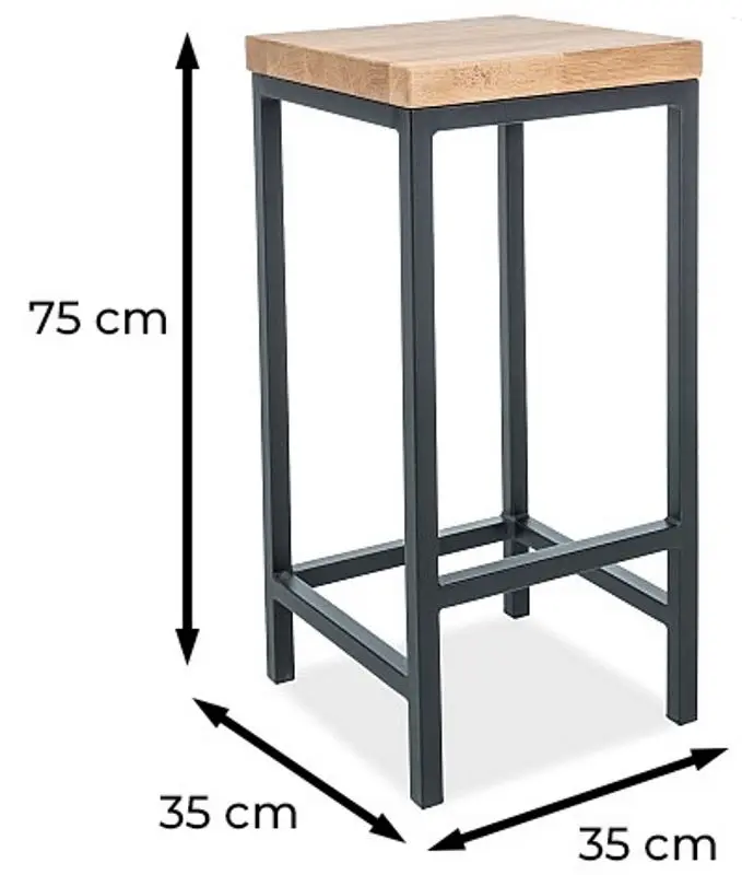 Scaun de bar Signal Metro H-1 (Natural Oak/Black) - 2