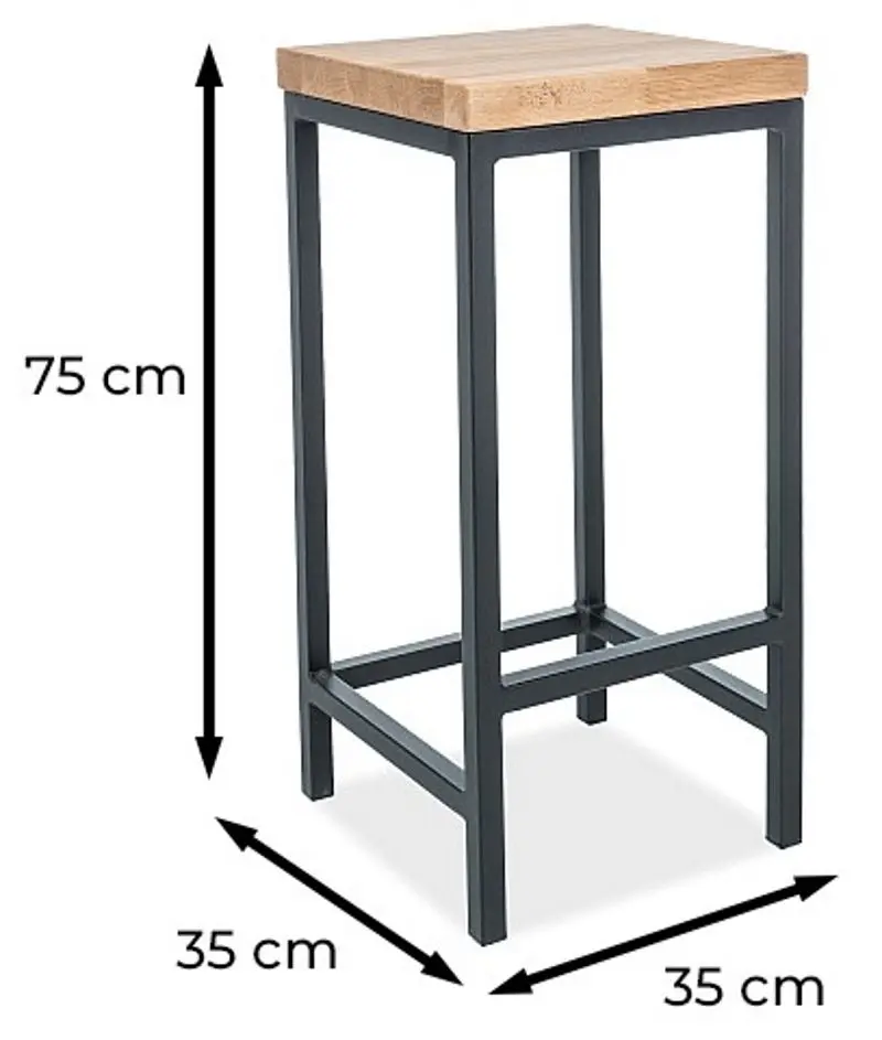 Scaun de bar Signal Metro H-1 (Oak/Black) - 2