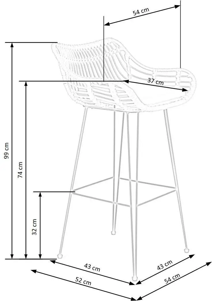 Scaun de bar Halmar H105 (Natural/Black) - 2