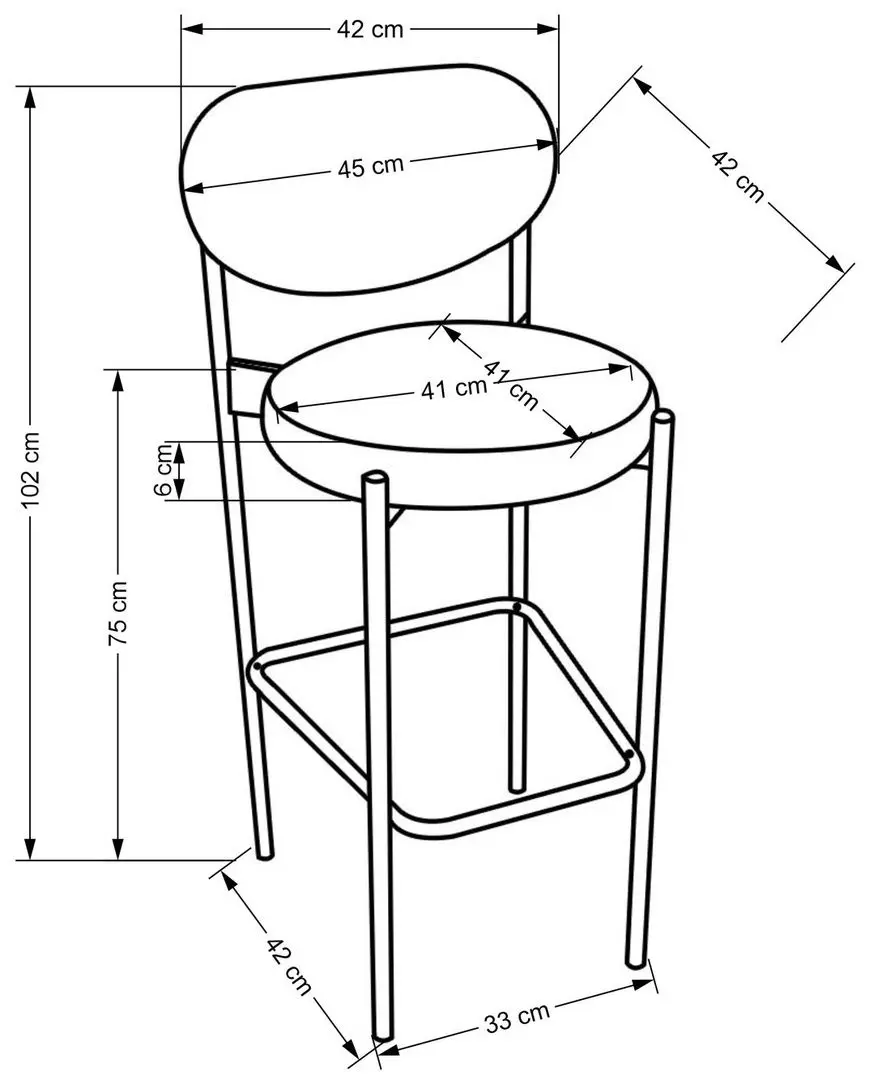Scaun de bar Halmar H108 (Grey/Black)