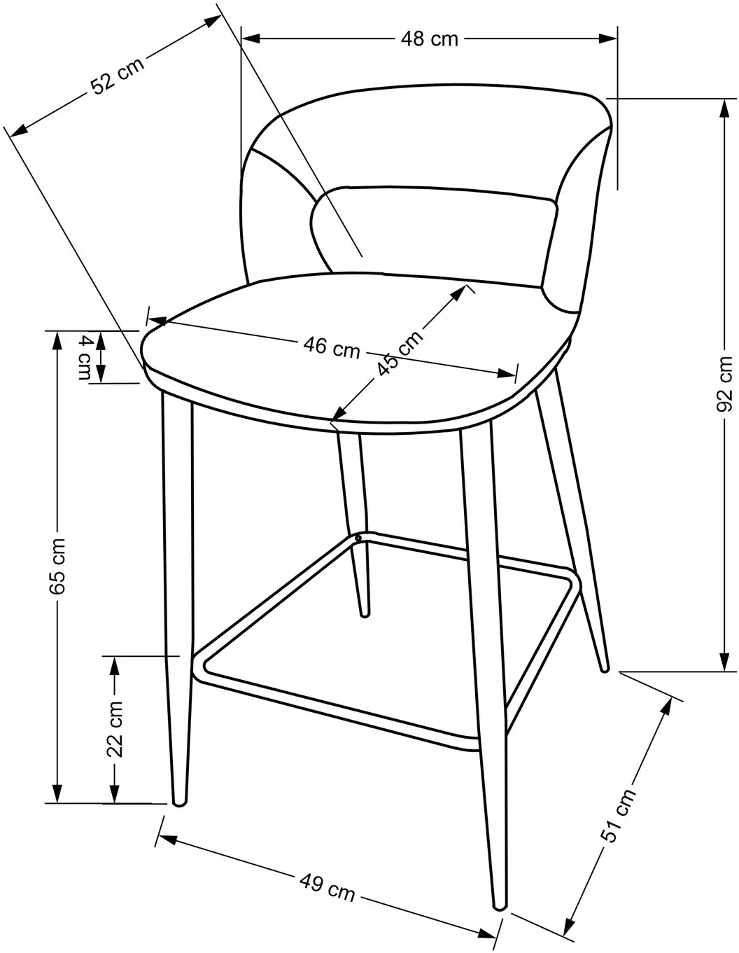 Scaun de bar Halmar H114 (Beige/Walnut)