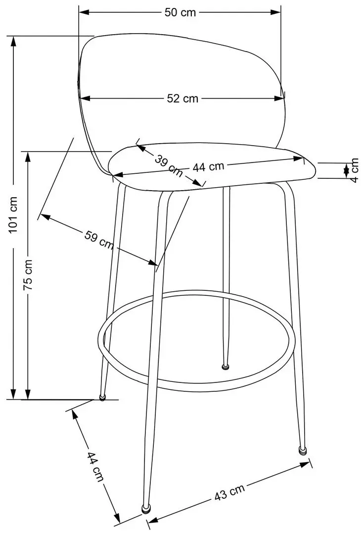 Scaun de bar Halmar H116 (Cream/Gold)