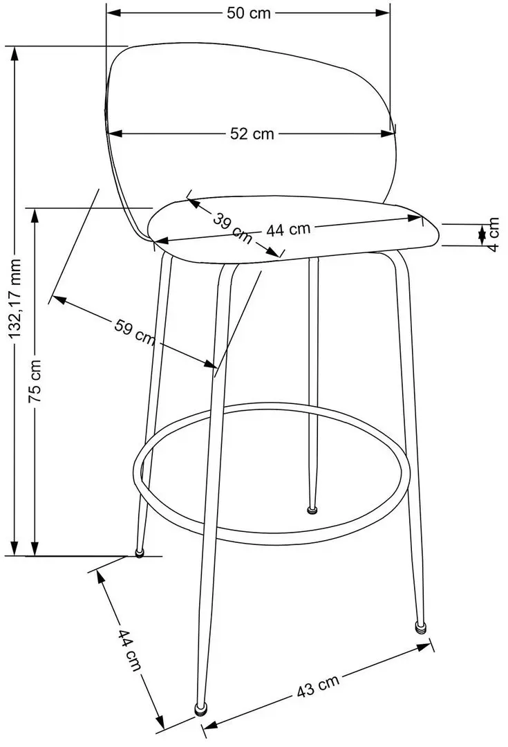 Scaun bar Halmar H116 (Gray/Gold)