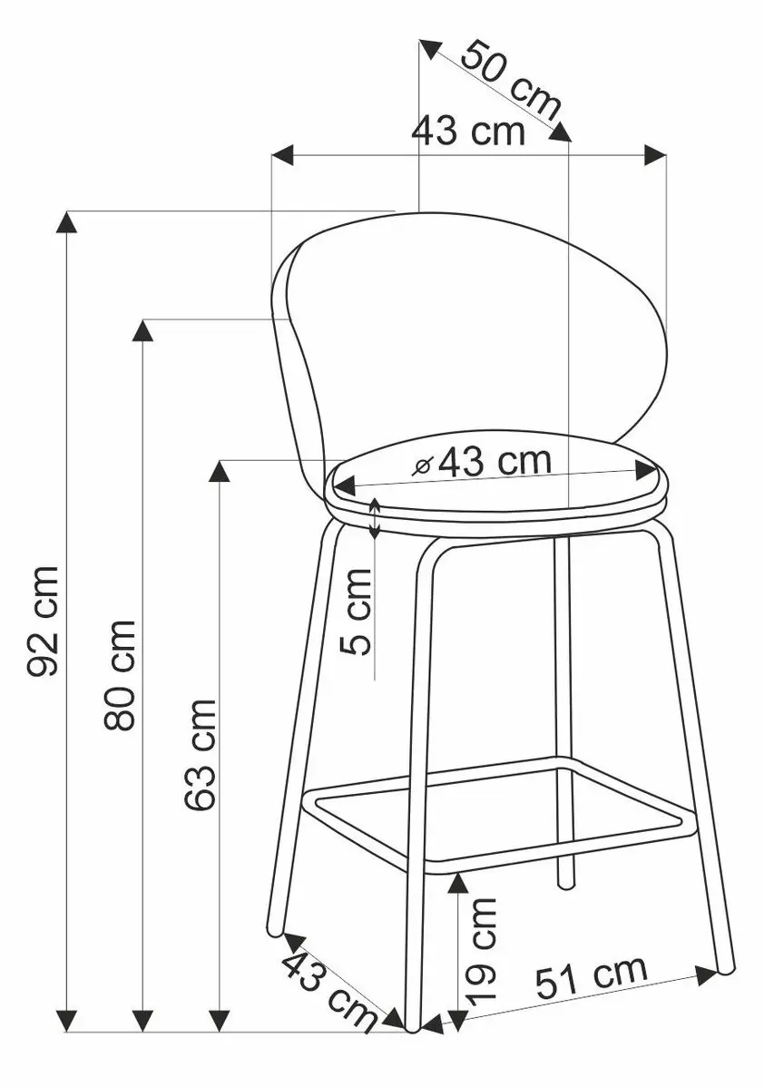 Scaun de bar Halmar H121 (Beige/Black)