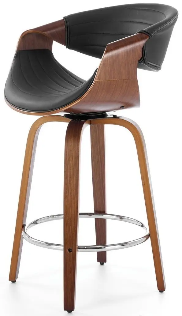 Scaun de bar Halmar H123 (Black/Walnut)