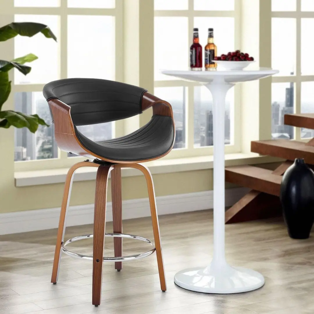 Scaun de bar Halmar H123 (Black/Walnut)