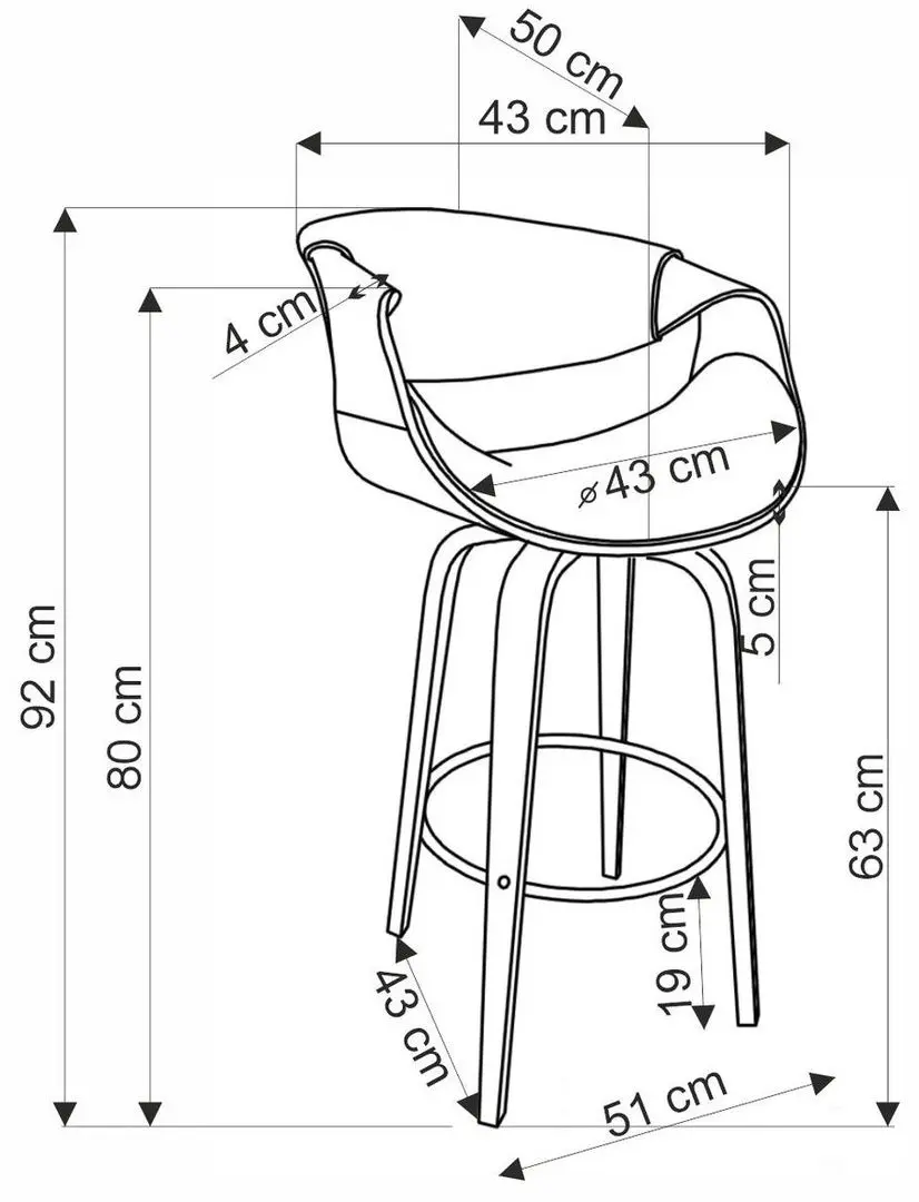 Барный стул Halmar H123 (Grey/Walnut)