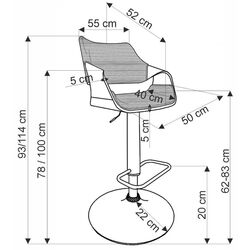 Барный стул Halmar H124 (Black/Walnut) Thumb