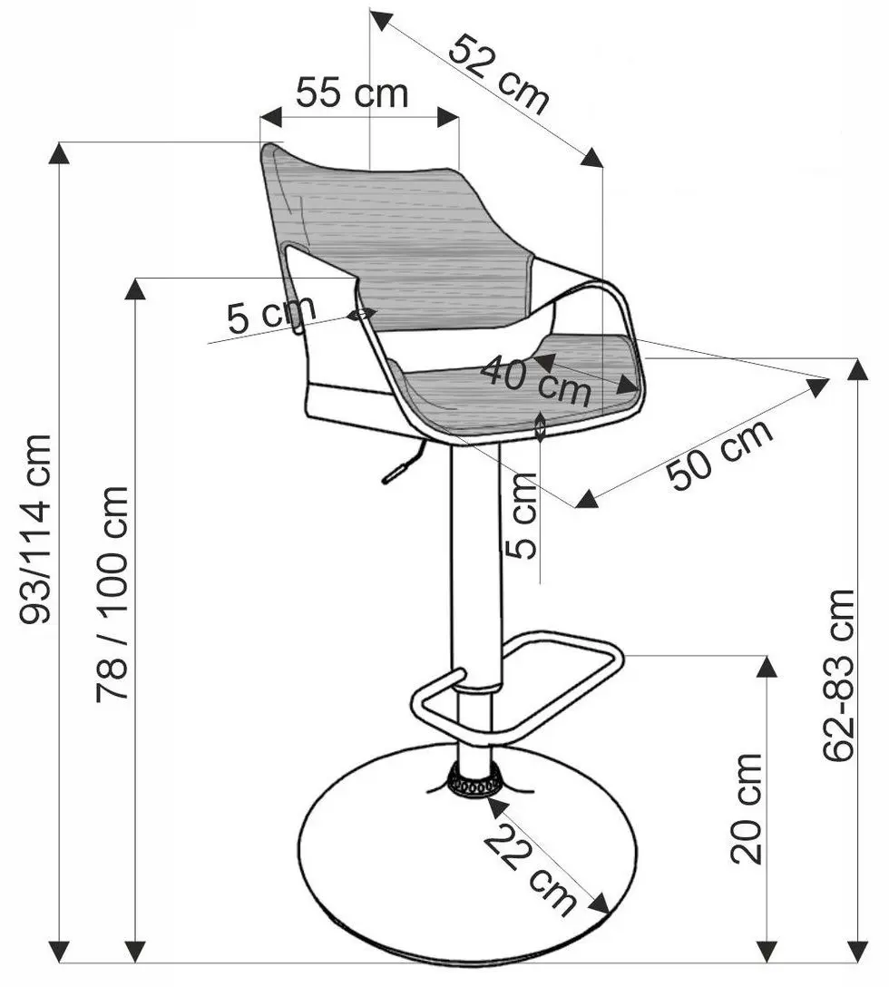 Барный стул Halmar H124 (Black/Walnut)