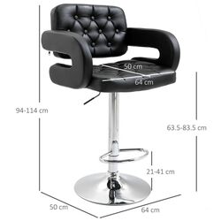 Барный стул Homcom 835-008V70BK 64x50x114 cm (Black/Chrome) Thumb