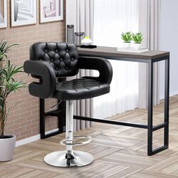 Scaun de bar Homcom 835-008V70BK 64x50x114 cm (Black/Chrome)