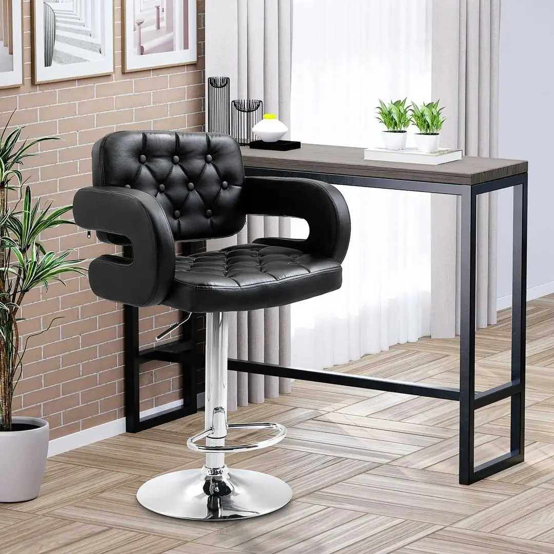 Барный стул Homcom 835-008V70BK 64x50x114 cm (Black/Chrome)