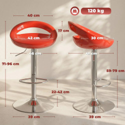 Set scaune de bar Homcom 835-175V00RD (Red) Thumb