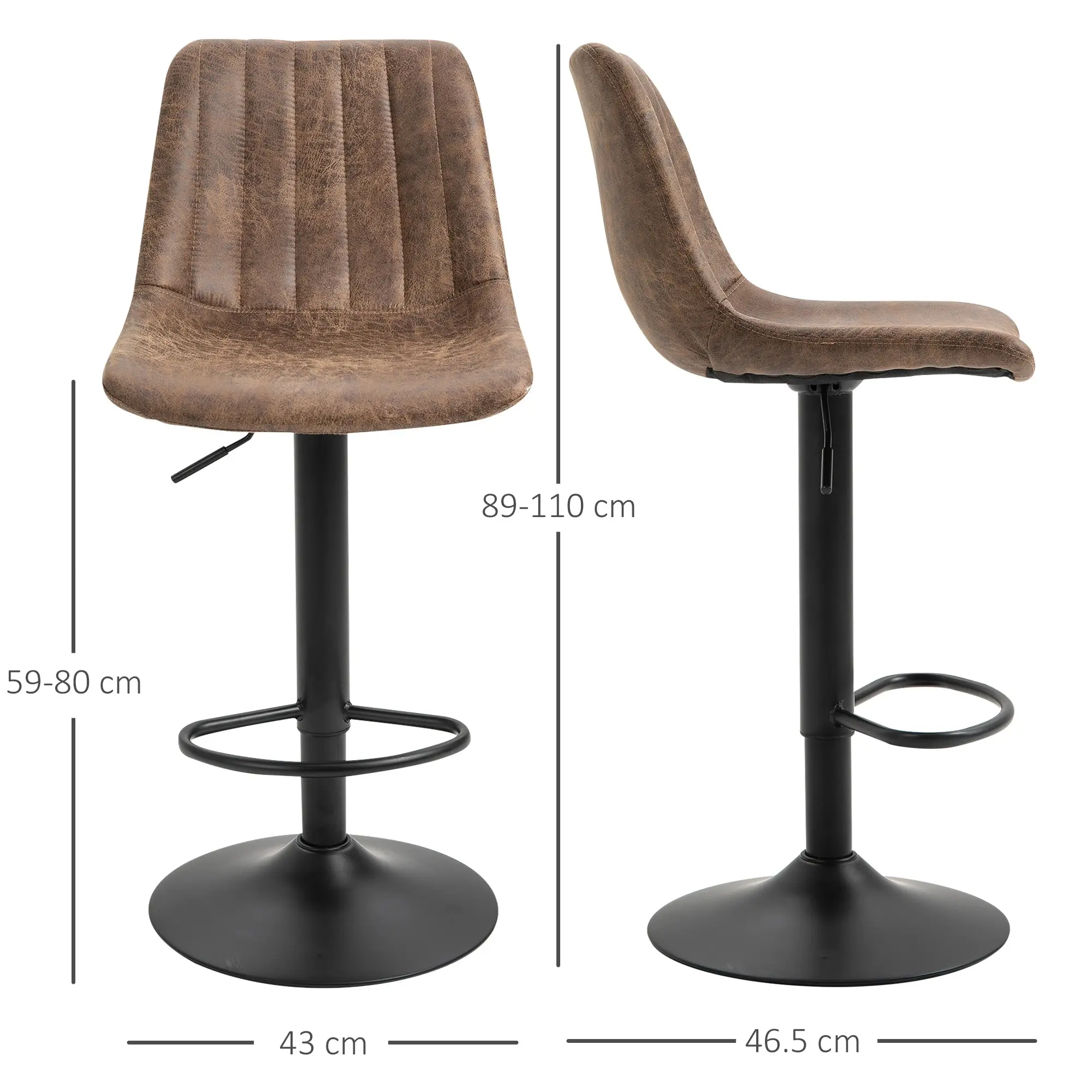 Set scaune de bar Homcom 835-228 2pcs (Brown) - 5