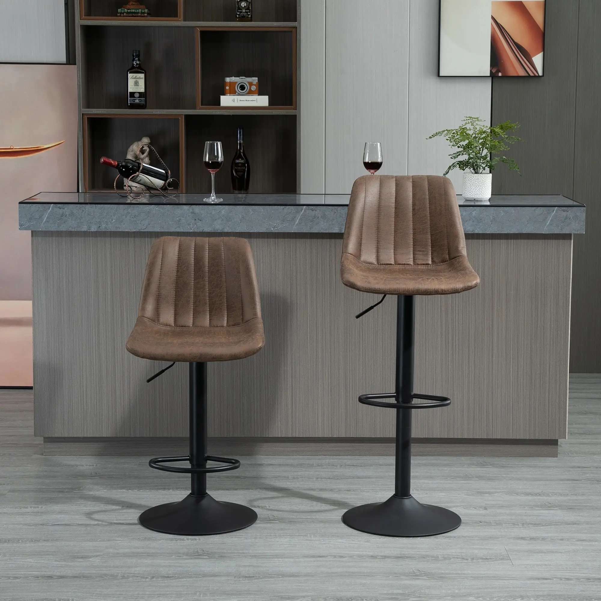 Set scaune de bar Homcom 835-228 2pcs (Brown) - 9