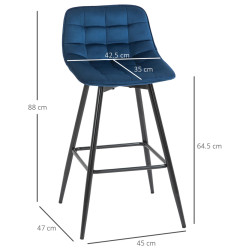 Set scaune de bar Homcom 835-271BU 2pcs (Blue) Thumb