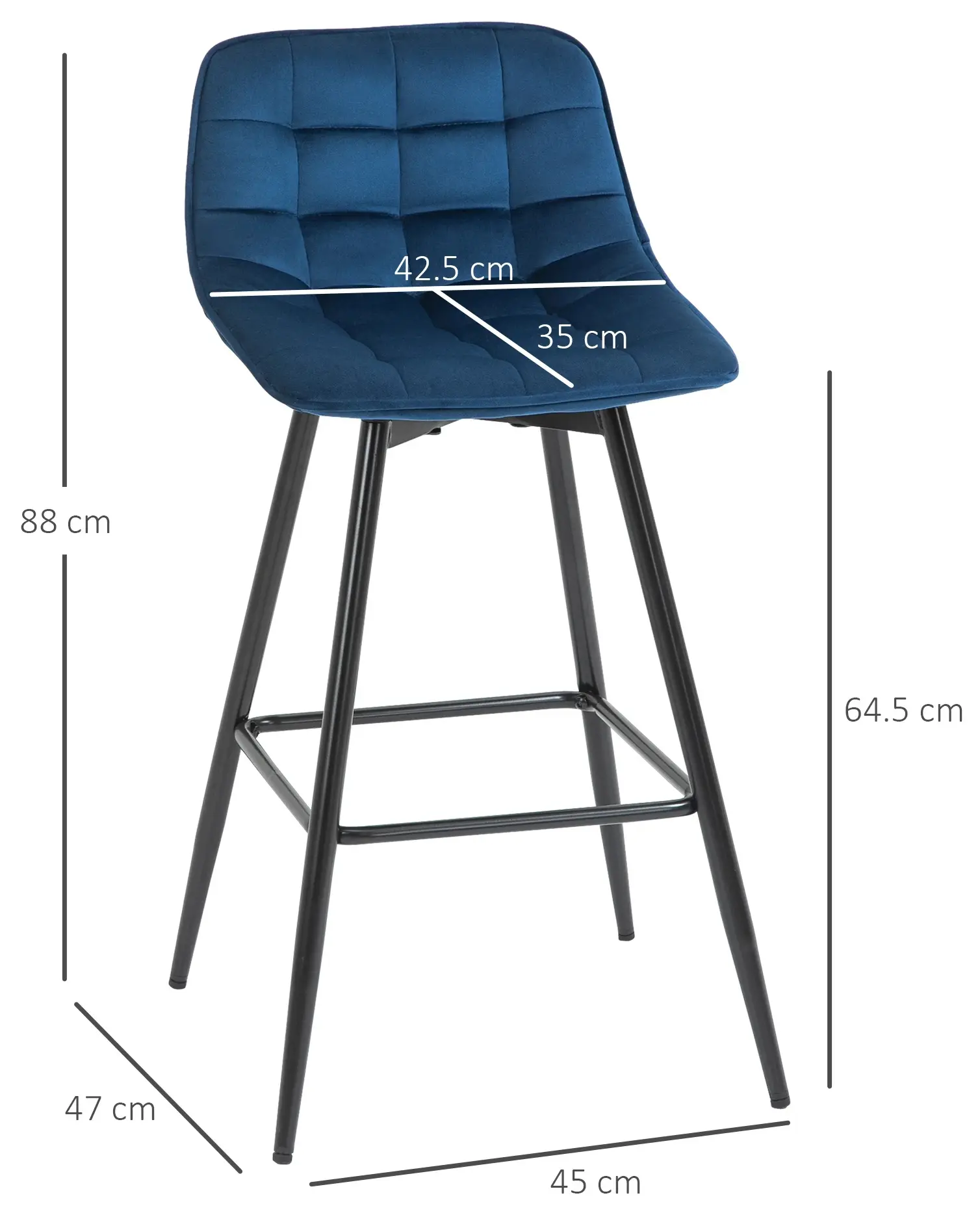 Set scaune de bar Homcom 835-271BU 2pcs (Blue) - 4