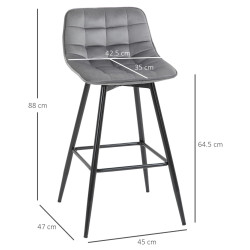 Set scaune de bar Homcom 835-271GY 2pcs (Grey) Thumb