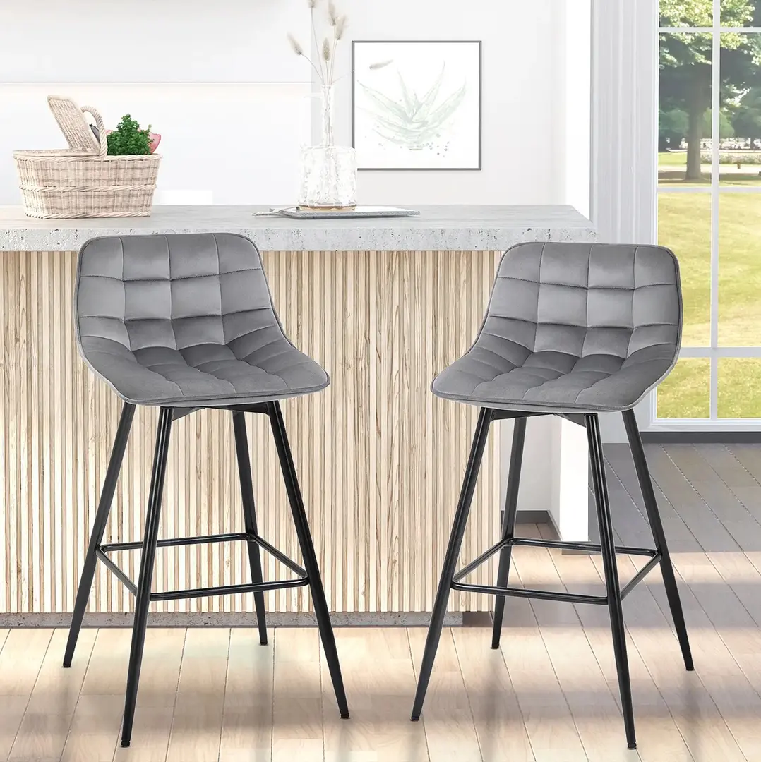 Set scaune de bar Homcom 835-271GY 2pcs (Grey)