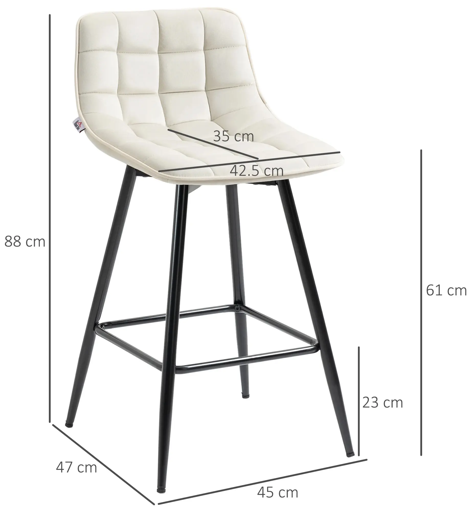 Комплект барных стульев Homcom 835-271V00CW 2pcs (Cream White) - 3