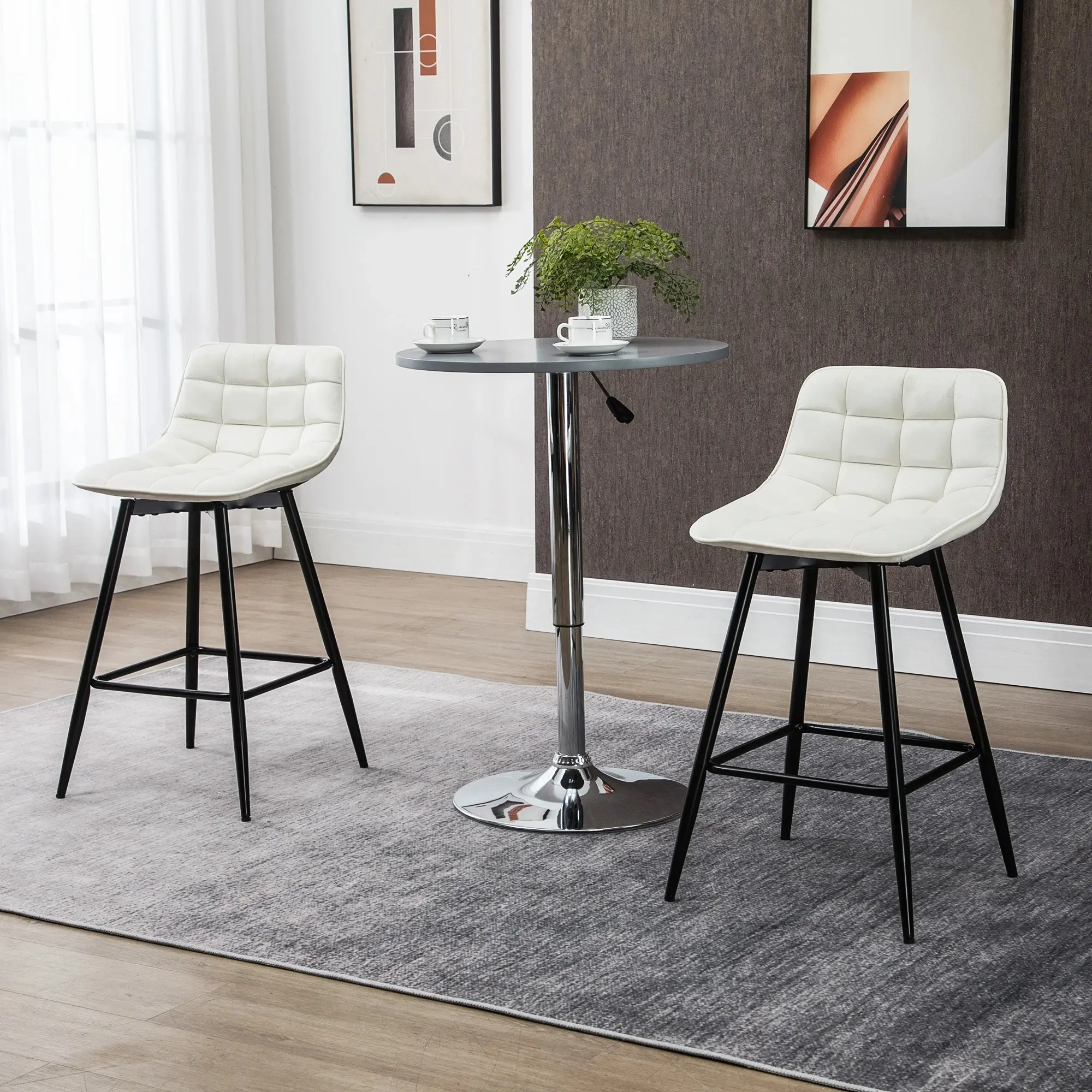 Комплект барных стульев Homcom 835-271V00CW 2pcs (Cream White) - 6