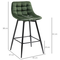 Set scaune de bar Homcom 835-271V00GN 2pcs (Green) Thumb