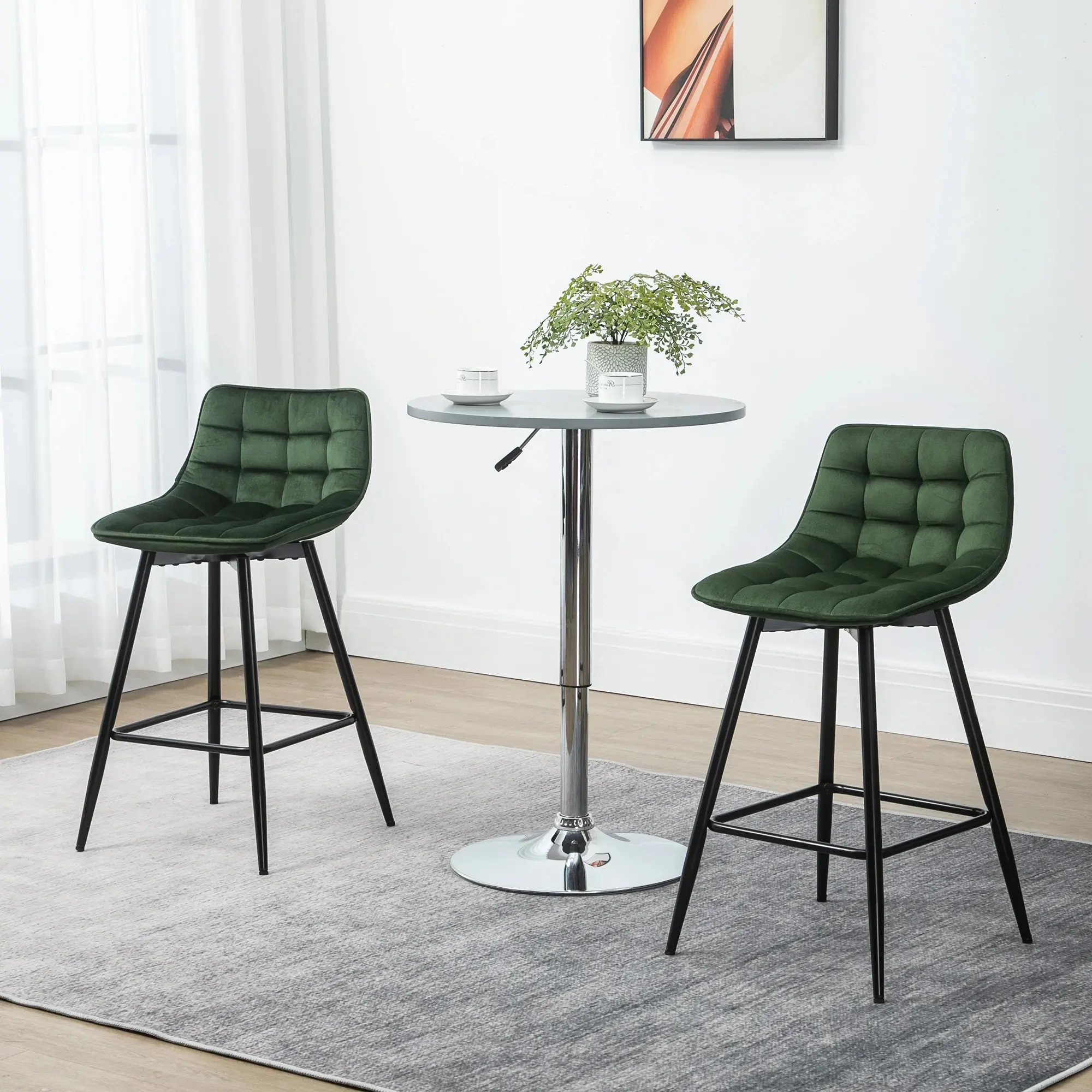 Set scaune de bar Homcom 835-271V00GN 2pcs (Green) - 7