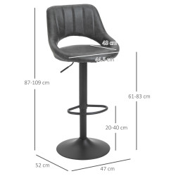 Set scaune de bar Homcom 835-357 2pcs (Grey) Thumb