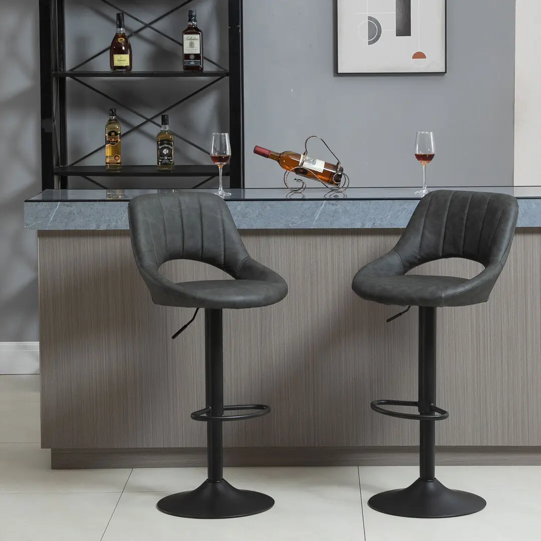 Set scaune de bar Homcom 835-357 2pcs (Grey)